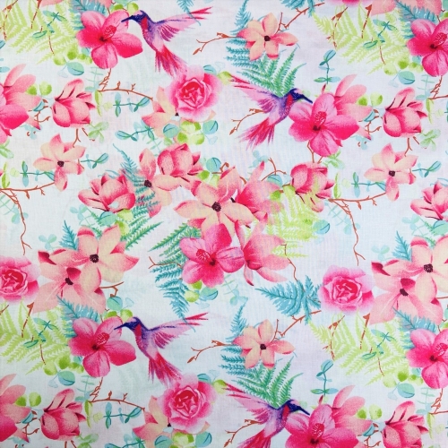 Baumwolle Kolibri und Blumen